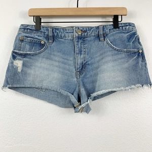 Free People Rolled Raw Hem Denim Shorts Size 28